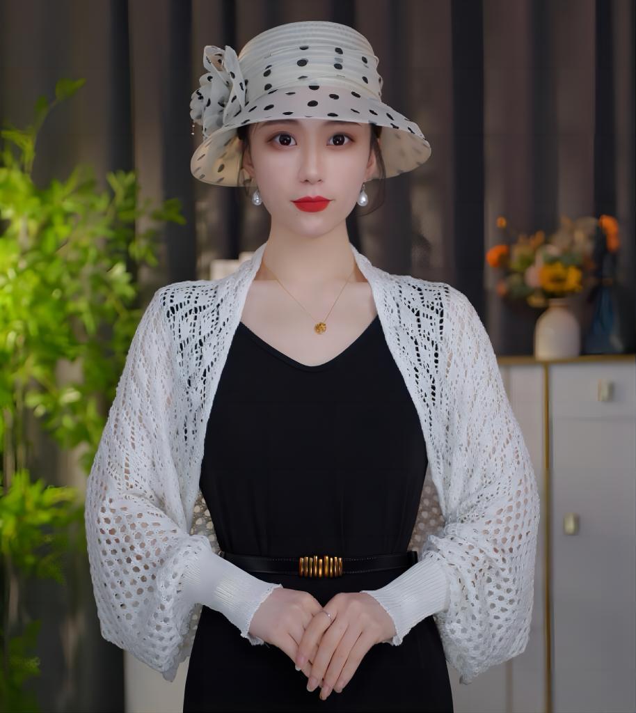 Summer fashion hollow-out knitted shawl women's thin solid color temperament versatile blouse bat sleeve knitted top