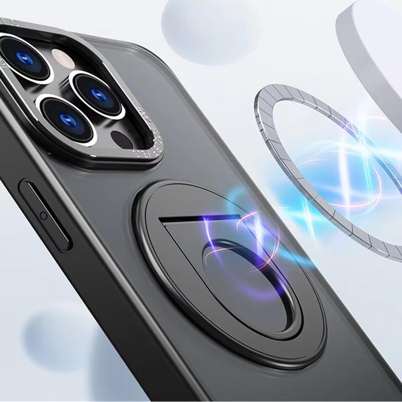 Magnetic Mobile Phone Case with Ring Kickstand for iPhone 15 14 Pro Max Case 13 12 11 Plus Matte Cases Shockproof Stand Cover