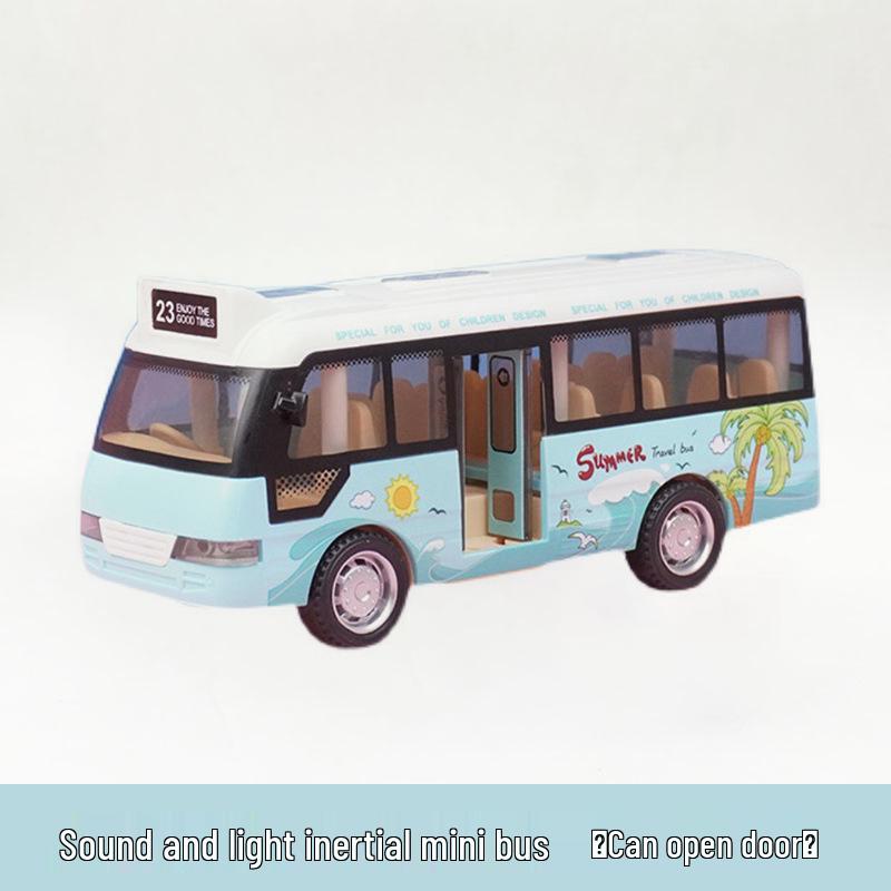 Children's Double-Decker Bus Toy: Convertible Police/Sightseeing Model with Openable Doors, Sound, Light & Inertial Motion