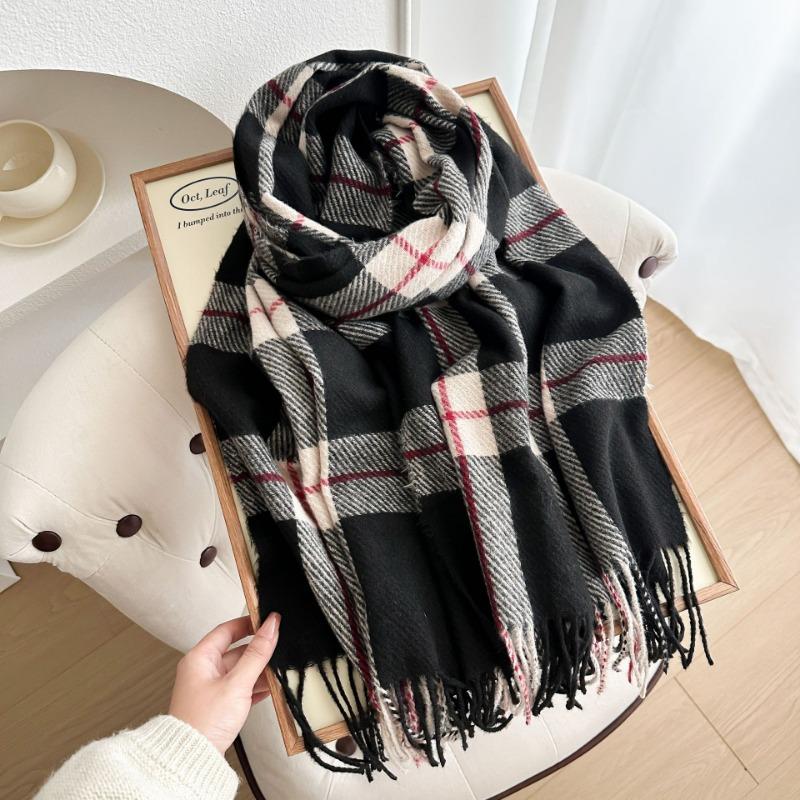 New Scarf Female Autumn and Winter Couple Classic Versatile Student Thickened Long Thermal Plaid Shawl Dual-purpose
