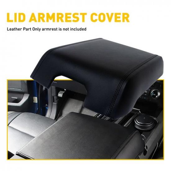New For 2015- Ford F150 Black Leather Center Armrest Console Lid Cover