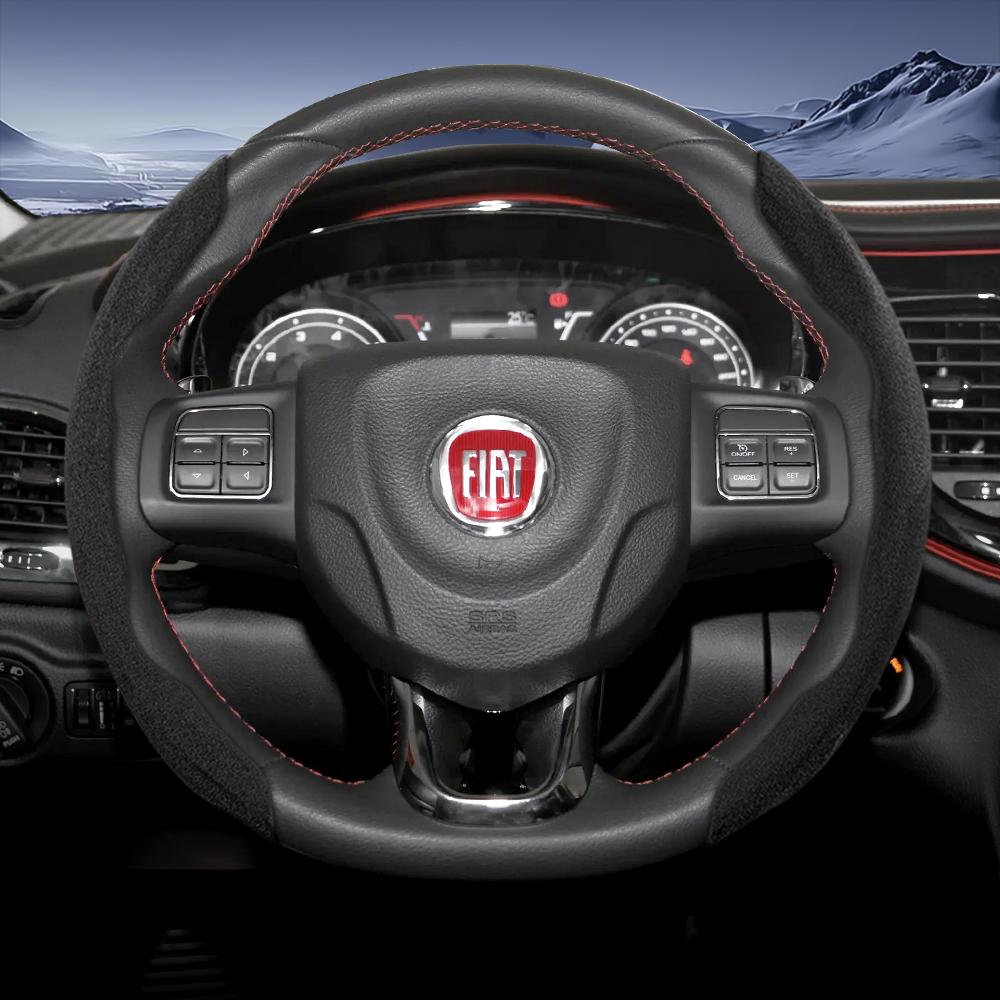 

Suitable for Fiat Sports Suede Steering Wheel Cover, Split Snap-On Type, Non-Slip and Durable, for Models Such as 500 Panda Pandina Tipo Egea Strada
