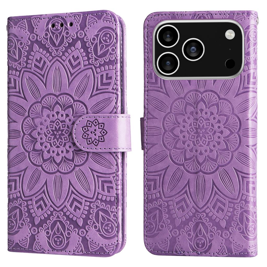 For iPhone 17 Pro Case Sunflower Imprint Leather Wallet Phone Cover