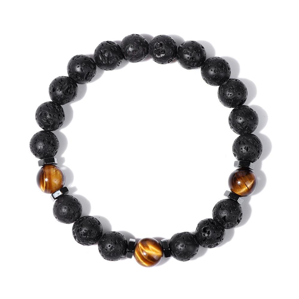 

JYL TS Bracelet Unisex Essential Oil Lava Stone Eye Beads Balances Energy Volcanic yellow tiger мерехтливі рум яна кольору