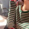 O-neck Long Sleeve Female Cotton Tees Spring Summer Ladies Striped T-shirs Casual Loose Women Pullovers Tops