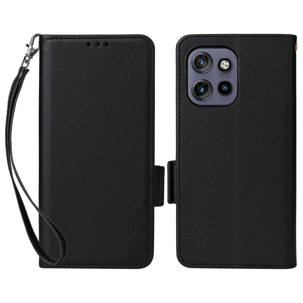 For Motorola Thinkphone 25 5G/Edge 50 Neo 5G/Moto S50 5G Case with Wrist Strap Litchi Texture PU Leather Wallet Phone Cover