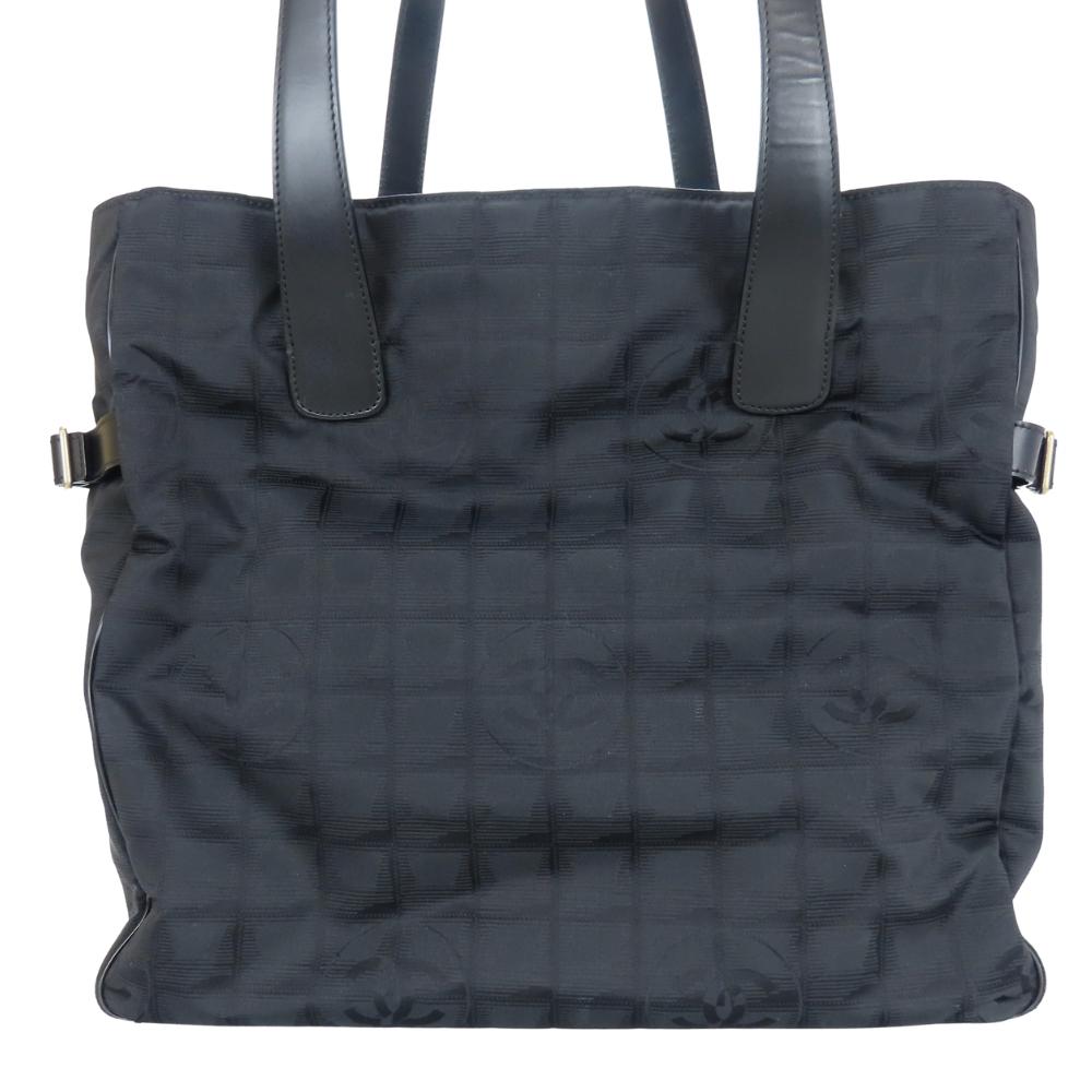 Used CHANEL Tote Bag Tote GM New travel line COCO Mark Jacquard nylon/leather black 9th