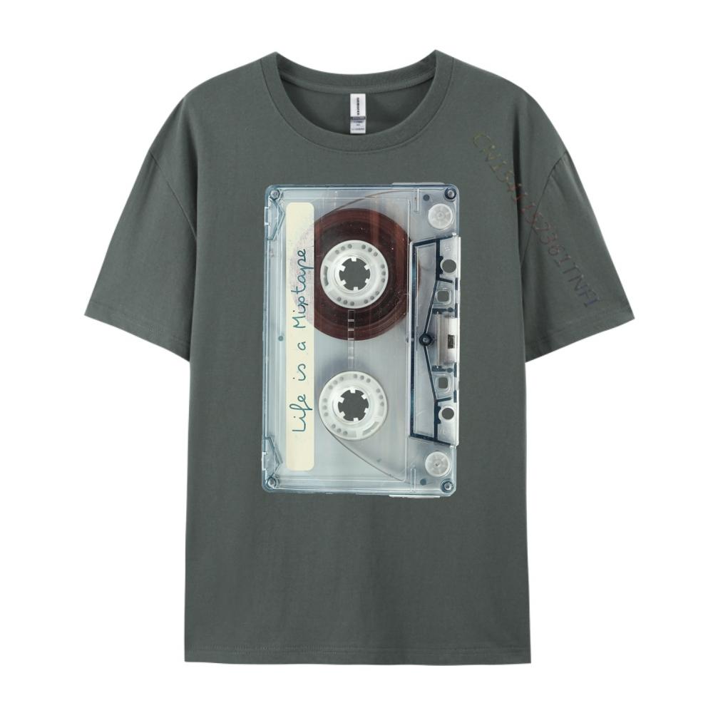 Life Is A Mixtape Old School Tape Cassette Printed T-Shirt Male T-Shirt Graphic Cotton Short Sleeve