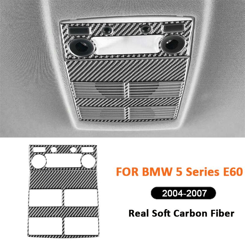 For BMW 5 Series E60 2004-2007 Carbon Fiber Car Rear Roof Reading Light Panel Book Lamp Trim Frame Decoration Interior Sticker