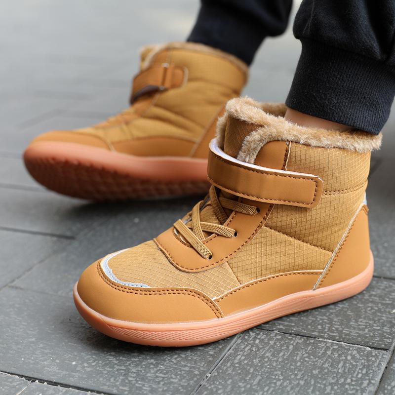 New 2024 Winter Children's High-top Velvet Thickened Wide-headed Cotton Shoes Outdoor Warm Snow Boots