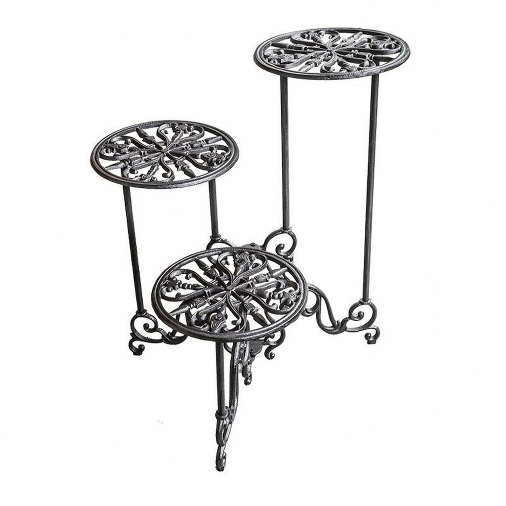 Ornate Metal Plant Stand with Scroll Detailing Multifunctional for Entryway