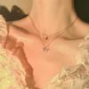 Fashionable Women's Necklace with Butterfly Pendant Stylish Double Layer Clavicle Chain Accessory for Fashionistas