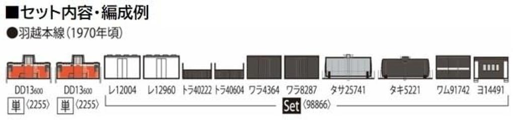 TOMIX N Gauge JNR Uetsu Main Line Freight Train Set 98866 Model nákladního vagónu