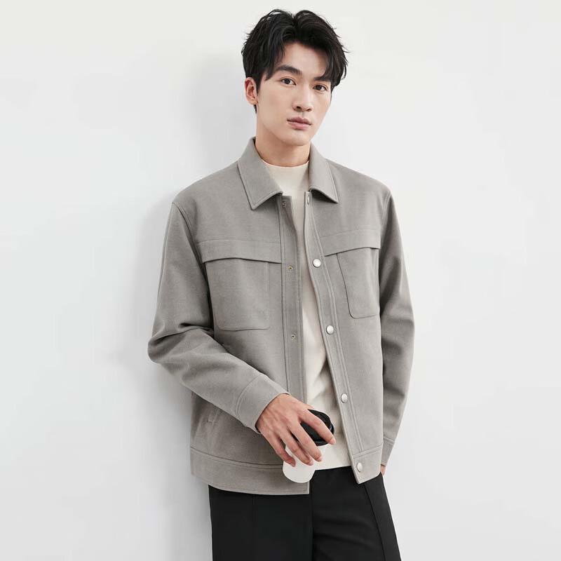 SEPTWOLVES Men's Lapel Workwear Faux Wool Jacket