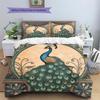 Peacock Displaying Its Tail  Pattern Bedding Quilt Set Quilt Cover Pillowcase Home Decoration  Gift (1 * Duvet Cover + 2 * Pillowcase, Without Core)
