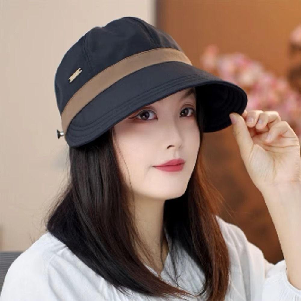 Breathable Outdoor Beach Hat Solid Color Sun Protection Cap Simple Duckbill Hat Hiking