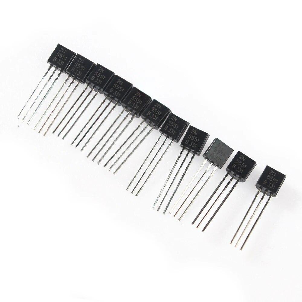 50PCS TO-92 Bipolar Junction Transistor (BJT) Kit: 2N5551 and 2N5401 NPN Switching Transistors