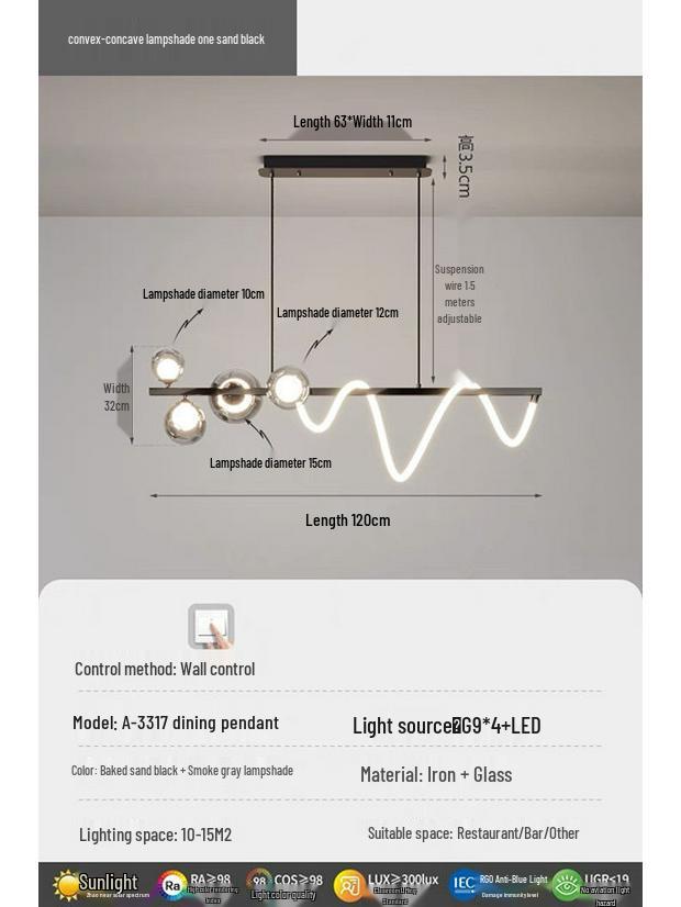 Luxury Glass Pendant Light for Dining Rooms and Bars