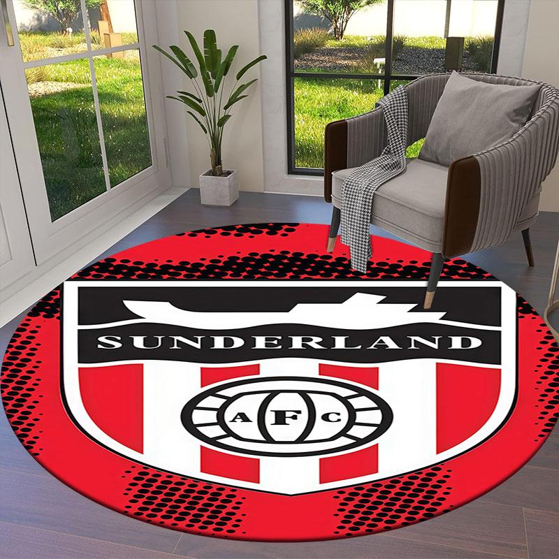 Sunderland Association Football Club Round Area Rug,Carpet Rug for Living Room Bedroom Sofa Playroom Decor,Non-slip Floor Mat