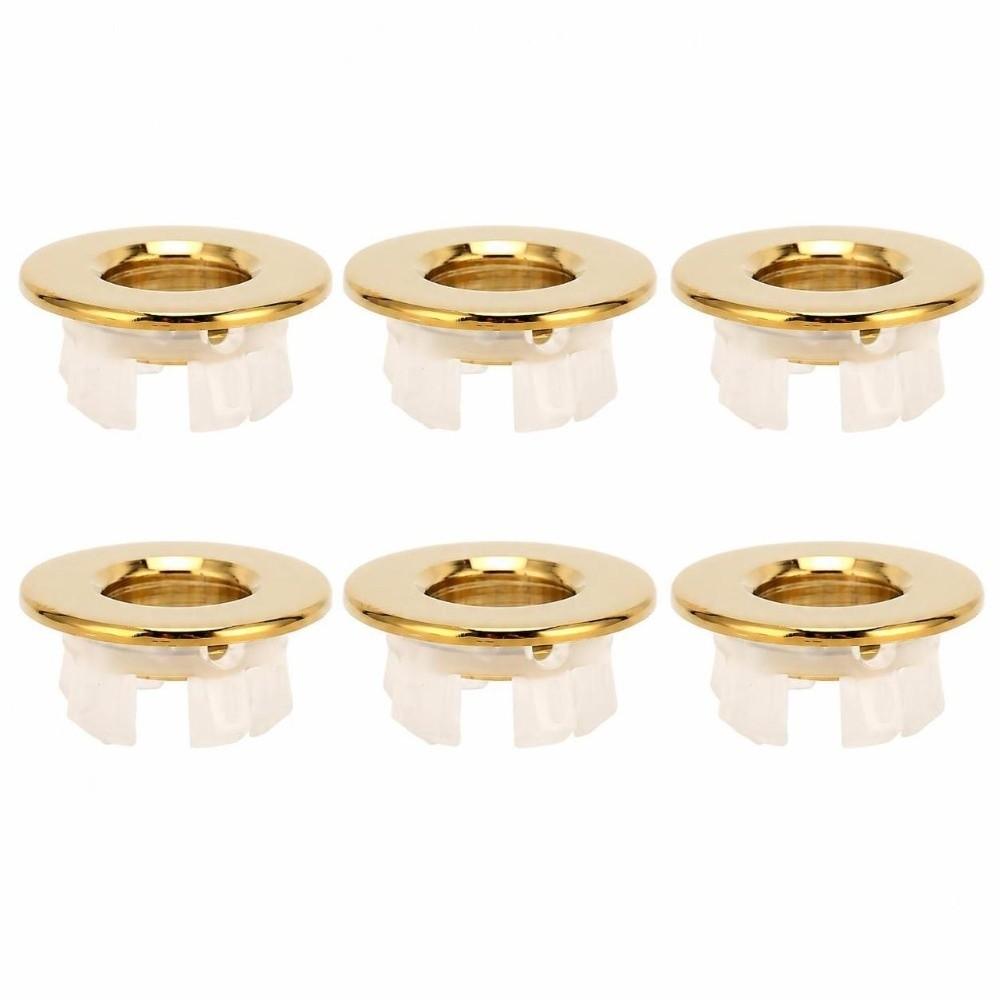 6Pcs Hollow Design Sink Overflow Rings Round Shape Brass Material Sink Cover Circular Insert Style Hole Cover Wash Basin