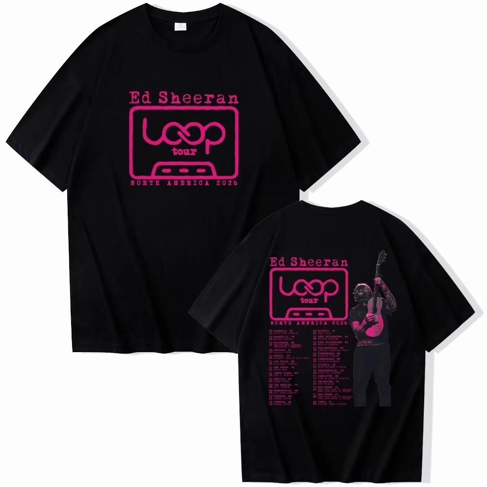 2026 Ed Loop World Tour Merch Tshirt Unisex Unisex Oversized Oneck Short Sleeve Streetwear Hip Hop Fans Gift Male Clothing