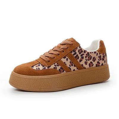 Fashion Sexy Leopard Print Platform Leather Sneakers Women Designer Soft Bottom Women's Board Shoes Fashion Female Zapatillas De Deporte