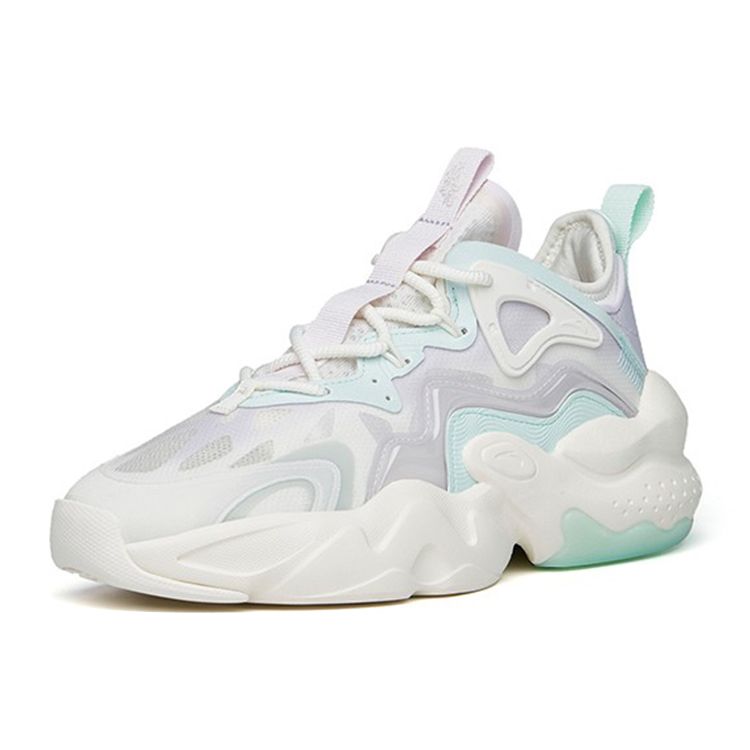 Anta Badass Lifestyle Series Lightweight Durable Low-Top Sneakers Women Sneakers White Purple Blue 122228080-2