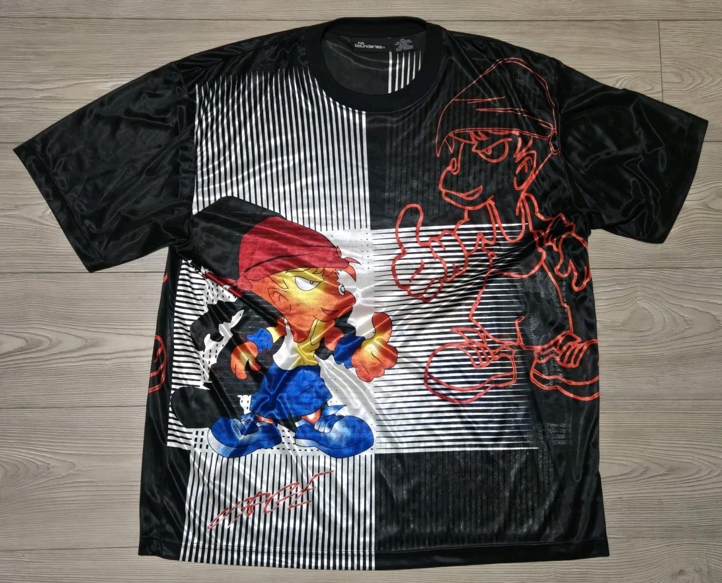 Vintage Y2K No Boundaries Shirt AOP Mens 2XL Skate All Over Graphic Tee Unisex T-Shirt M