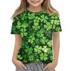 Children's Fashion Casual Short-sleeved St. Patrick Print Crew-neck T-shirt Top