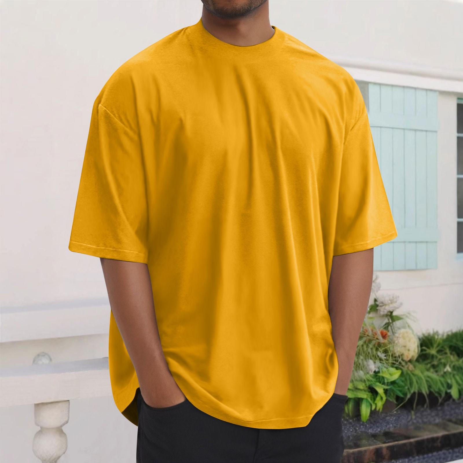 

Летняя мужская модная свободная однотонная футболка с круглым вырезом и короткими рукавами XXXXXL жёлтый