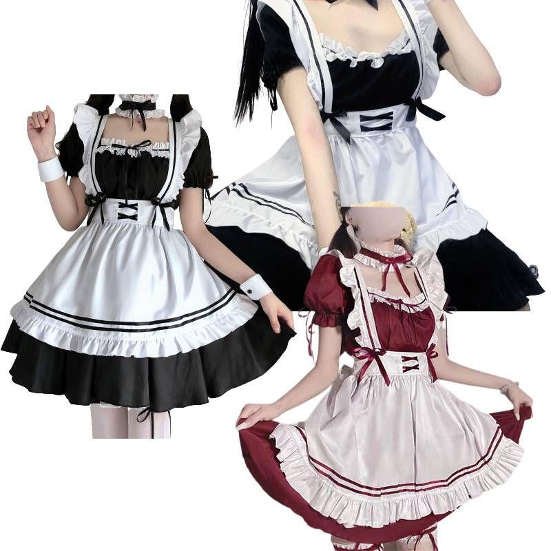 Lolita Maid Women Japanese Cute Sweet Dress Coffee Shop Cosplay Girl Suit Dress