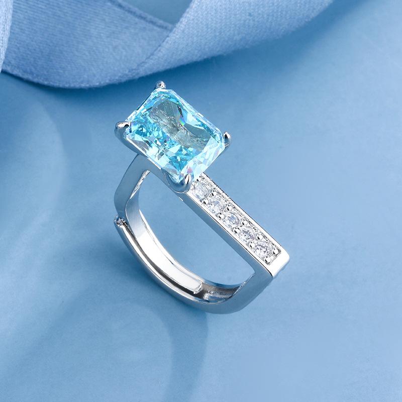 Ring mit Eisblumenschliff, Saphir, Zirkon, Diamant mit hohem Kohlenstoffgehalt, europäischer und amerikanischer Ring mit gebrochener Eisblume