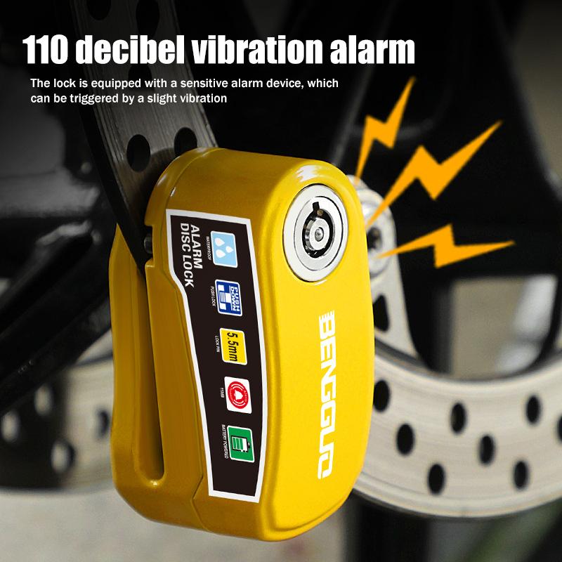 Bloqueo de Disco de Freno con Alarma Impermeable para Moto Bicicleta Scooter Dispositivo Antirrobo de Alta Seguridad