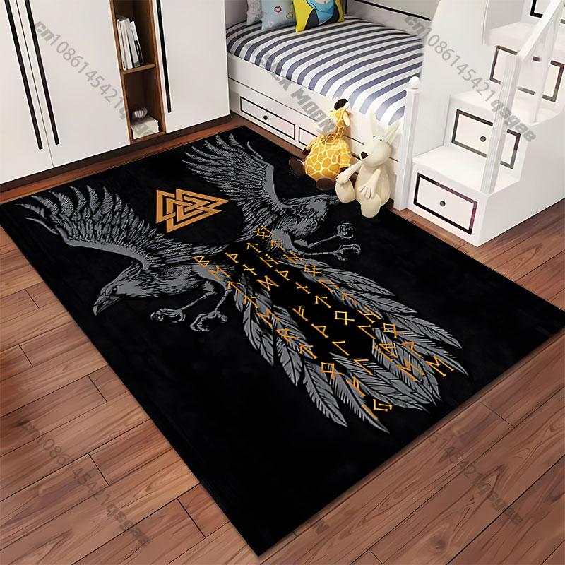 Viking symbolism power runes carpet Yoga living room room decor children's crawling mat doormat area rug games mat