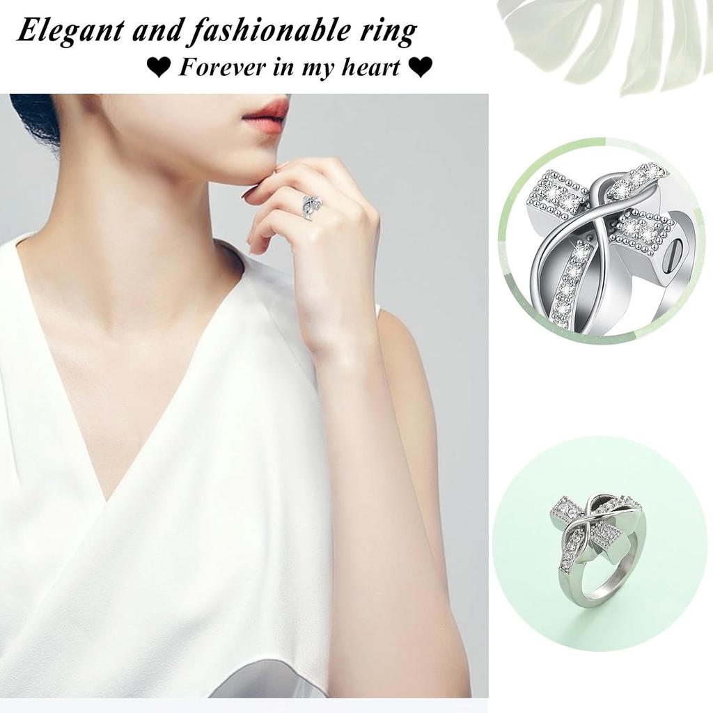 Diamond Cross Urn Ring for Ashes For Women Man, Cremation Urn Ring Finger Ring Hold Loved Ones Ashes