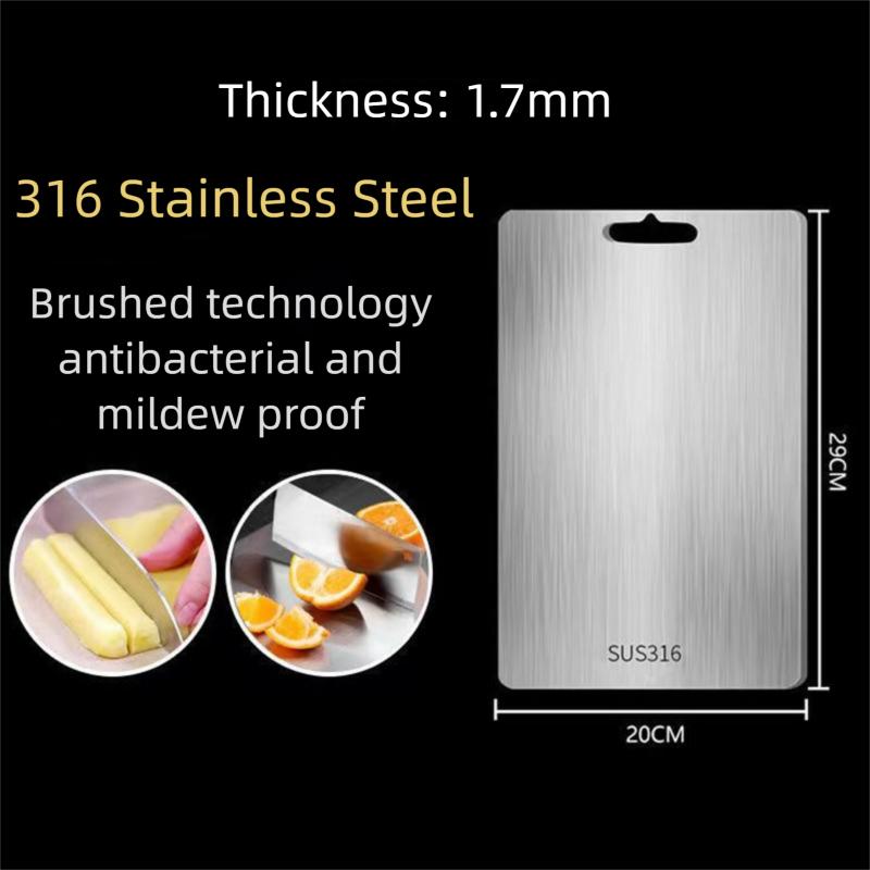 

Панель из нержавеющей стали 316 и разделочная доска, кухонная бытовая утолщенная двухсторонняя разделочная доска, блок, доска для замеса теста 29x20cm