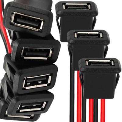 Panel Mount USB 2.0 Female Socket Wire Harness Solder Type USB 2.0 Charging Port Connector for Car Truck Security Camera