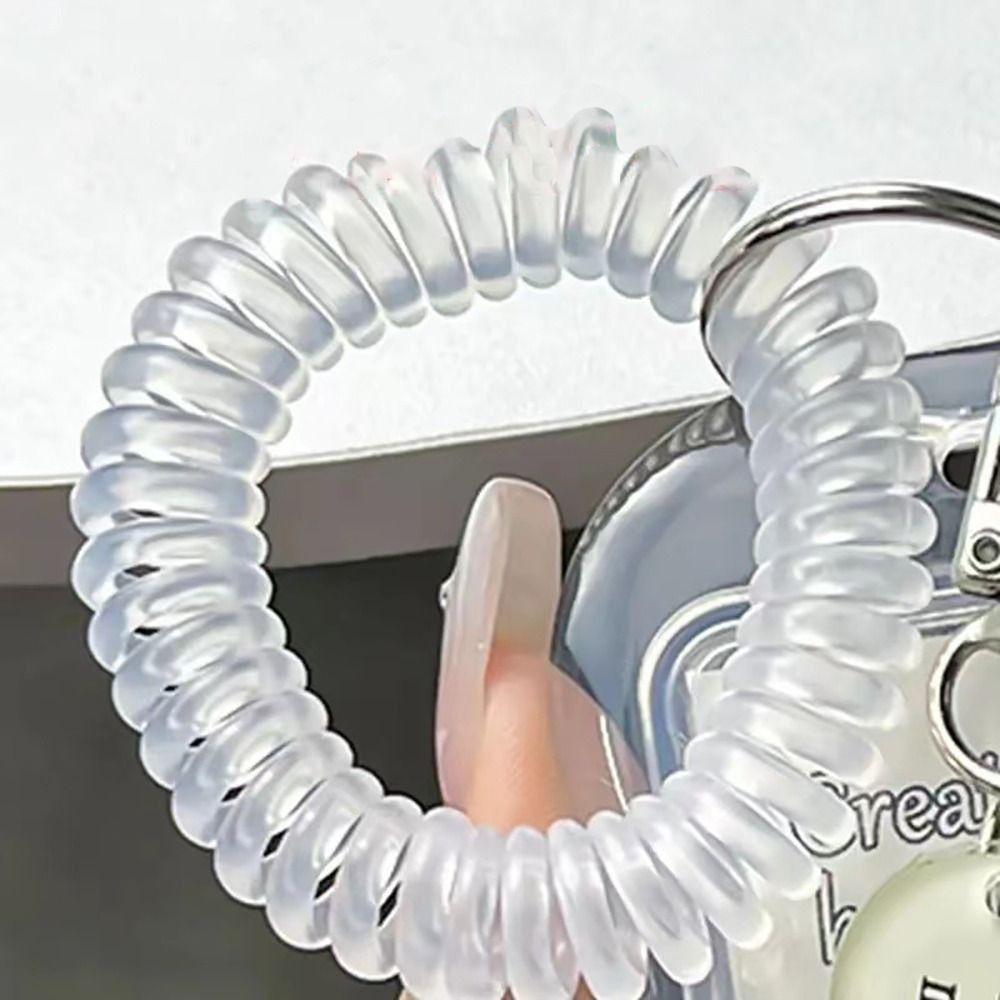 Soft Silicone Kpop Photocard Holder Spring Rope Sliding Cover Transparent Card Holder With Star Keychain
