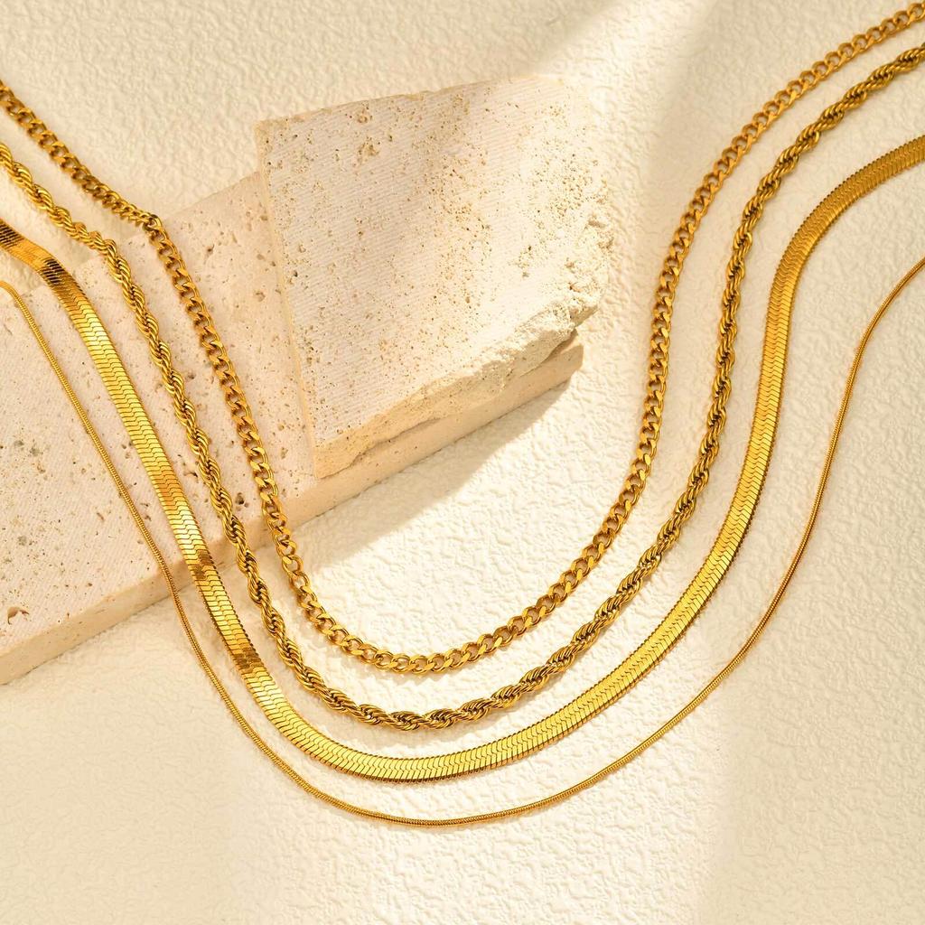 Herringbone Necklace for Women,Dainty Gold Color Necklace, Simple Layered Necklaces Jewelry Gift