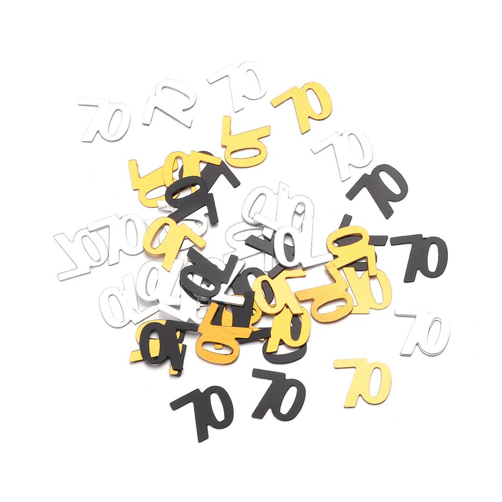 1200Pcs Anniversary Confetti Number 70 Reusable Sequins for Invitations Wrapping Paper Party Decor Golden Silver Black