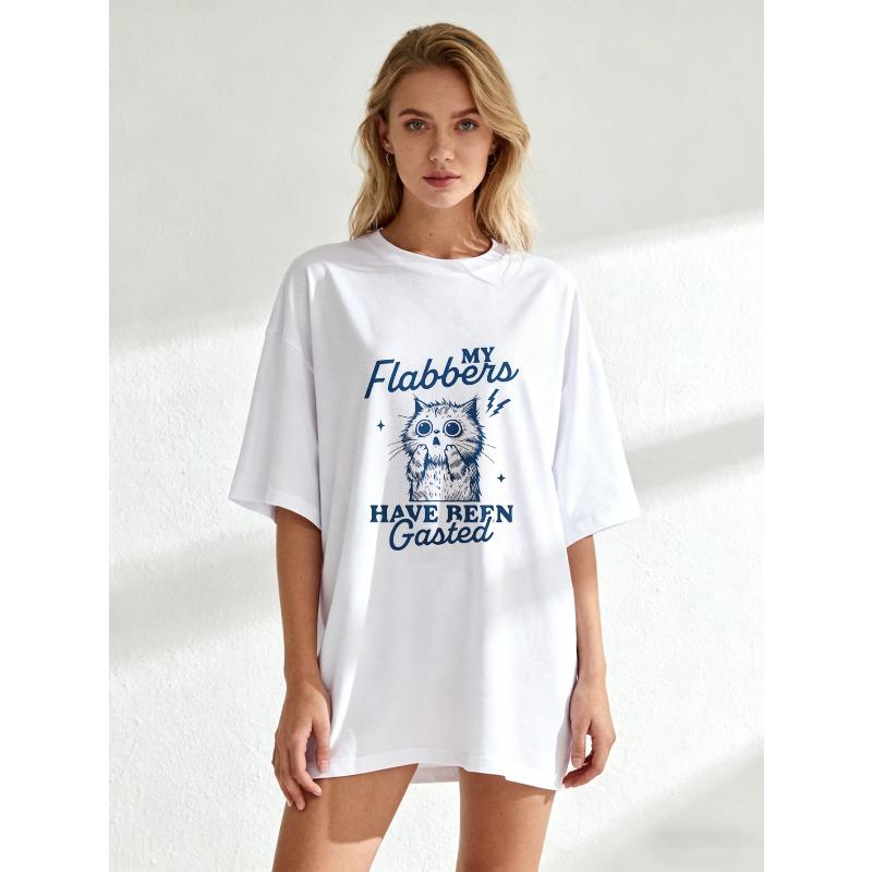 Oversized T Shirt Black My Flabbers Have Refn Gasted Cat Graphic Print Casual Wear For Women Summer Outfit Streetwear Fashion Top