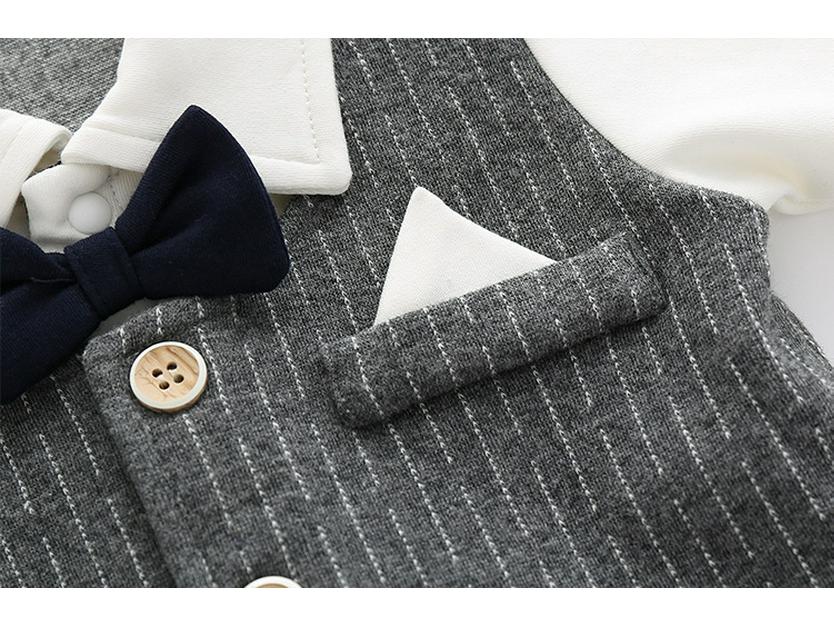 Newborn Padded First Birthday Dress & Romper Suit for Autumn/Winter - Baby Boy's 100-Day Crawling Outfit