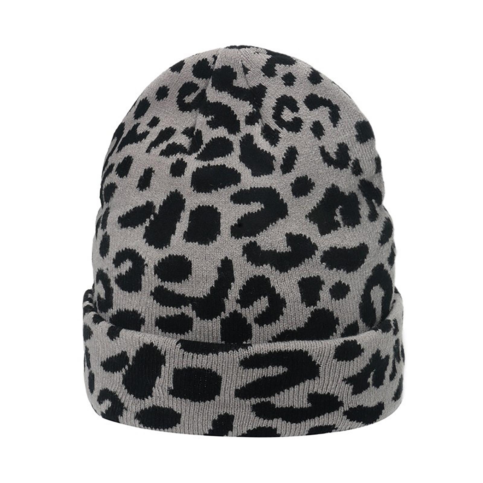 Gothic Knitted Beanie Hat Halloween Cow Pattern Cheetah Pattern Unisex Hat Costume Party Knitted Hats