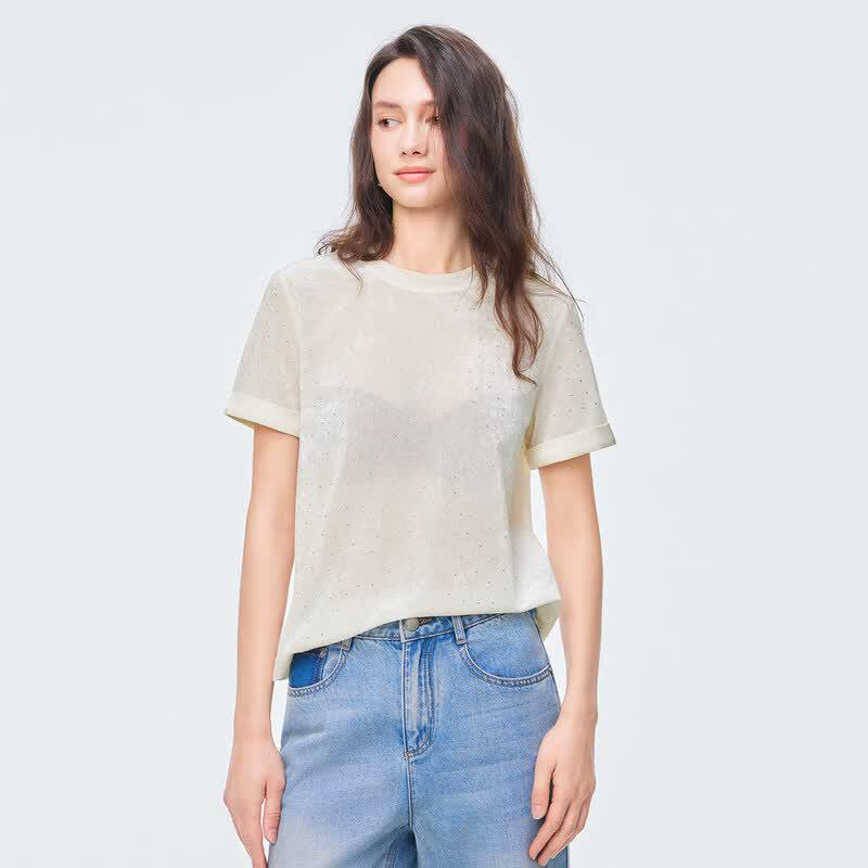 Women's Loose Fit Embellished Short Sleeve T-Shirt