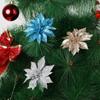 Merry Christmas Xmas Tree Decorations Poinsettia Glitter Flower Christmas Flowers Fake Flowers