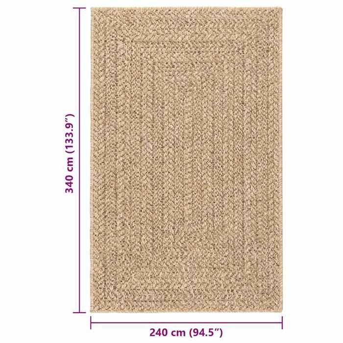 VidaXL Tapis ZIZUR 240x340 cm aspect de jute intérieur et extérieur, tapis d'extérieur, tapis de sol, tapis d'intérieur, 4006157
