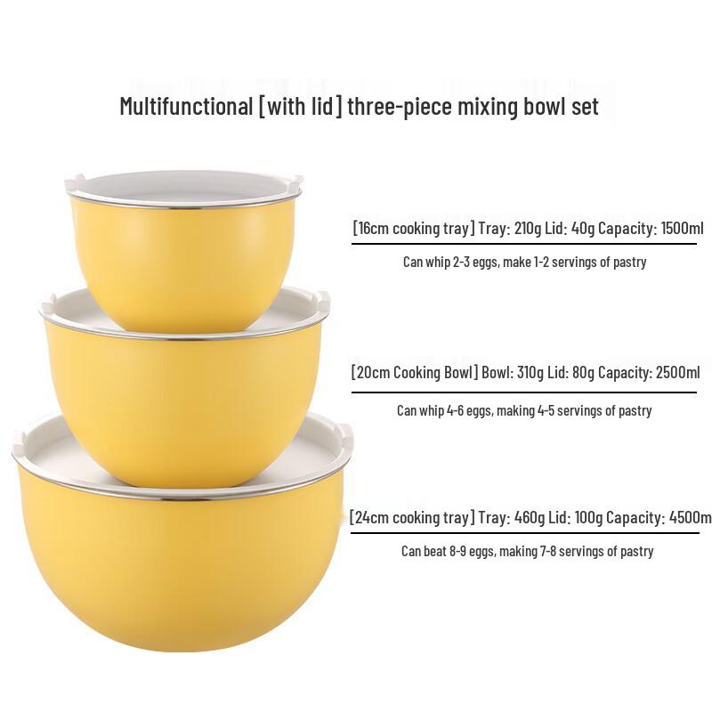 304 Stainless Steel Kitchen Mixing Bowl Set 3-Piece Set with Lids