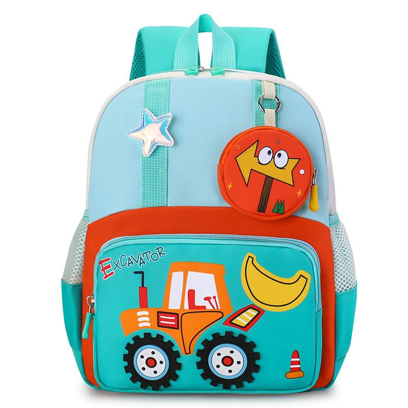 2025 Autumn Kids' Large Capacity Excavator Backpack: Lightweight, Cute Cartoon Schoolbag for Kindergarten
