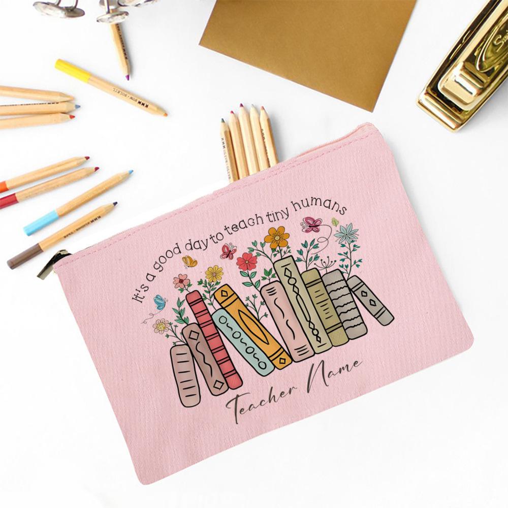 Thank You for Helping Me Grow Custom Name Makeup Bag Personalised Pencil Bags Travel Toiletries Storage Pouch Gifts for Teacher