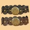 Women Spice Y2K Harajuku Style Vintage Rivet Patchwork Design Wide Belt Street Faux Leather Waistband